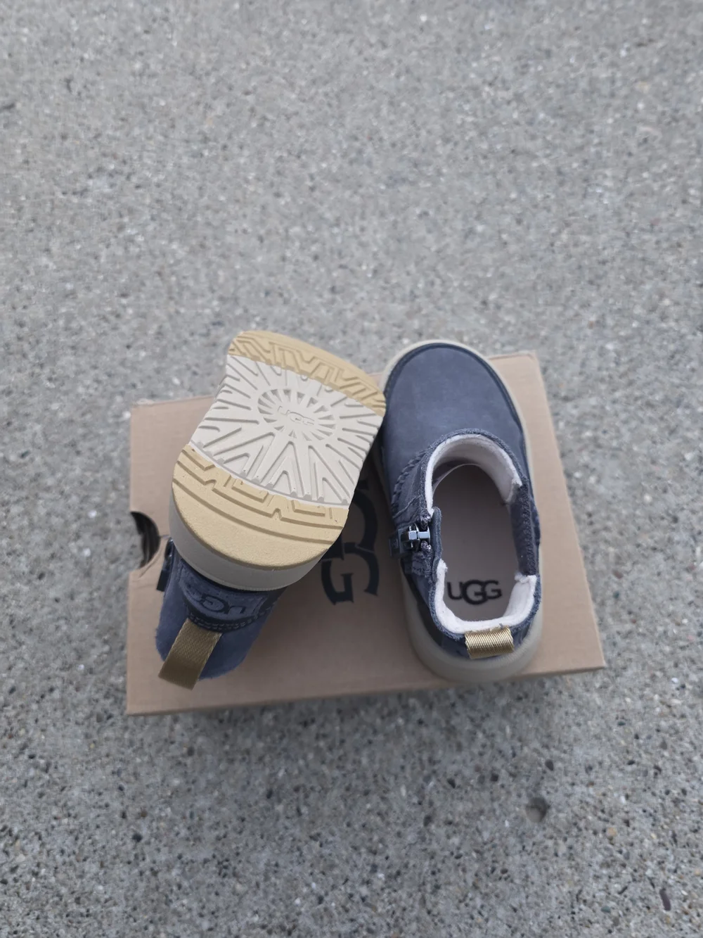 UGG Kids Grey Suede Ankle Boots - Casual Slip-On Toddler Boys 6K